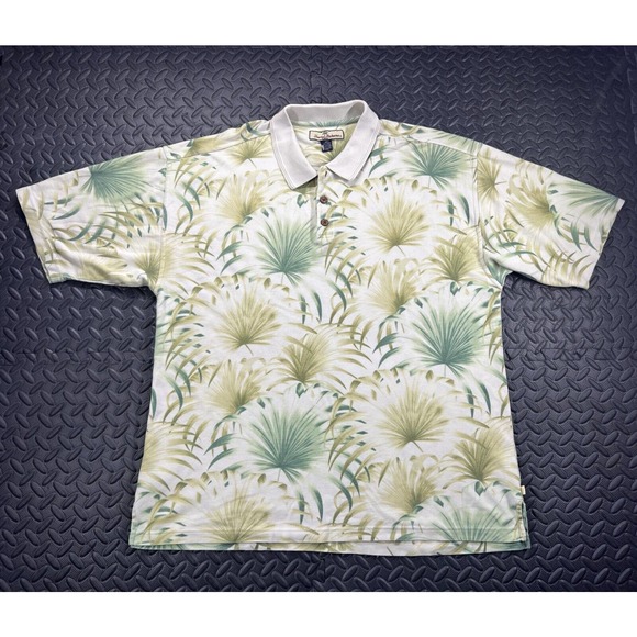 Tommy Bahama Shirt Adult Extra Large Button Up Beige Floral Hawaiian Camp Men's - Picture 1 of 12